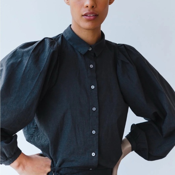 Caron Callahan Alastair Cotton Shirt - Charcoal Batiste - Picture 6 of 7